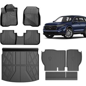 Floor Mats Fit for Honda CRV 2023 2024 2025 2026 All Models (Include Hybrid) - TTX LIGHTING CR-V All Weather Floor Liners & Cargo Liner with Backrest Mats Car Mats Accessories (Fit Upper Deck)
