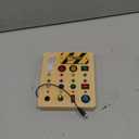 Busy Board Montessori Toys for Toddler, Wooden Sensory Board Switch Toy with Shape Sorter LED Light Up Toys Educational Plane Travel Activity for Girls & Boys