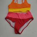 2 Piece Swimsuit for Women 2024 High-Waisted Color Block Bathing Suits Modest Sporty Bikinis Set M