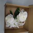 Meldel Wrist Corsage and Boutonniere Set(2pcs), Ivory White Artificial Silk Rose Pearls Bracelets Corsage for Bride, Groom Best Man Boutonniere Wedding Flower Accessories Prom Ceremony Party Decor