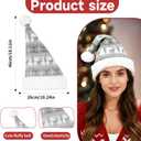 Christmas Santa Hat and Knitted Scarf, Soft Santa Costume for Adult Women Men, Christmas Party Headwear Accessories (Gray)