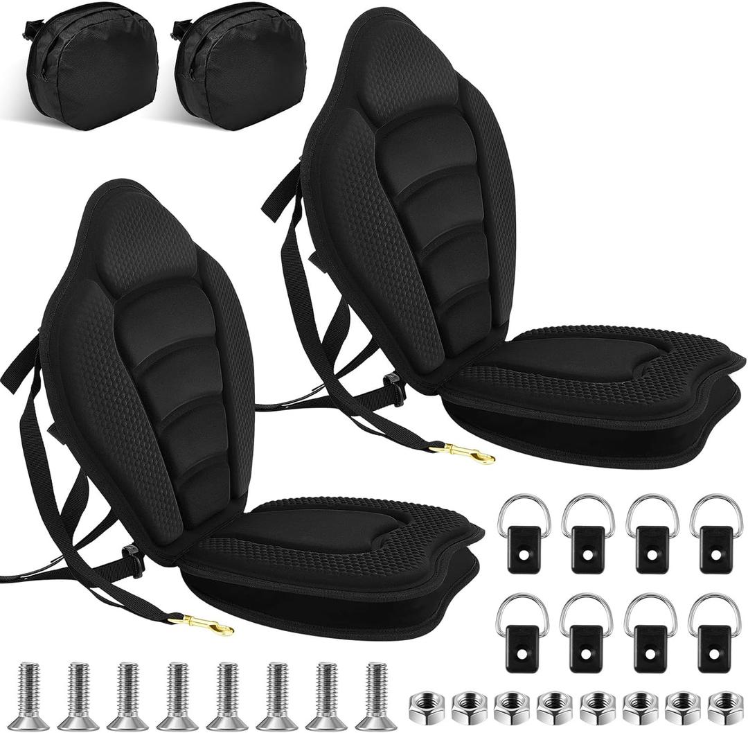 Lewtemi Thicken Kayak Seat with Back Support Canoe Paddle Board Seat with Detachable Storage Bag Adjustable Sit on Top Paddleboard Cushion for Kayaking Canoeing Rafting