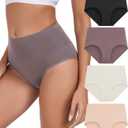ANLIQI Women Underwear Cotton High Waist Tummy Control Panties Full Coverage Briefs Soft Stretch Ladies Breathable Underpants (M)