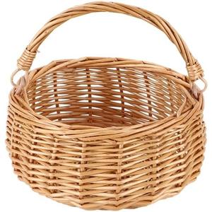 Small Gift Wicker Picnic Basket with Handle,Willow Flower Girl Basket for WeddingsGarden and Home Decor -Wicker Storage Basket-Natural
