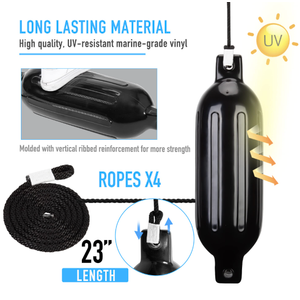 Inflatable Double Eye Boat Buoys Bumpers Marine Fenders with Ropes and Inflator for Pontoon