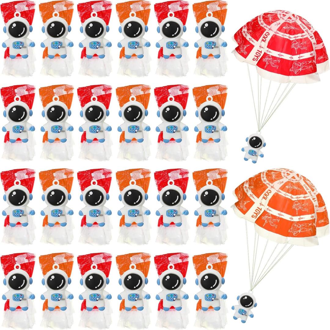 Jerify 48 Sets Mini Astronaut Paratroopers with Parachutes Flying Toy Space Party Favors Astronaut Goodie Bag Stuffers Need Assembly Required Flying Gifts for Boys Outdoor