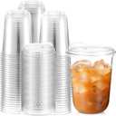 Baderke Clear Plastic Cups with Strawless Sip Lids Disposable Round Bottom Togo Cups for Coffee Smoothie Cold Beverage Coffee Shops and Party Catering(16 oz,100 Pcs)