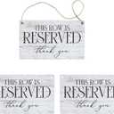 3 PCS Reserved Row Signs, Hanging Wooden Wedding Reserved Signs for Weddings, Special Events, Ceremony Decoration, 10 x 6 Inch