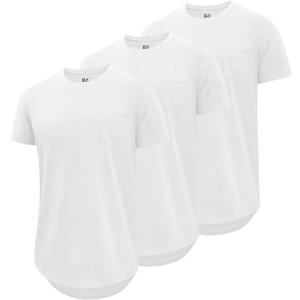 DOWMQ 3 Pack Mens Cotton T Shirts Short Sleeve Crewneck Shirts for Men Pocket Tshirts Casual Lightweight Summer Basic Tees 3 Pack White, XL