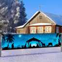 Merry Christmas Banner Nativity Silhouette Decor Backdrop 78x17 Inches Festive Religious Holiday Wall Decor Outdoor Indoor Welcome Banner Wall Hanging for Party Decoration Supplies