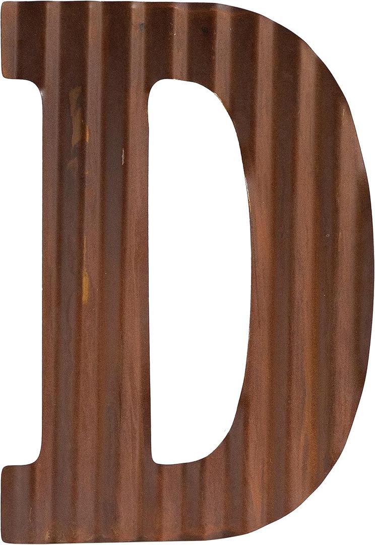COLLECTIVE HOME - 12" Metal Letters for Wall Decor, Corrugated Rusty Letters, Rustic Hanging Wall Decor, Monogram Hanging Farmhouse Decor, Alphabet Signs for Office Bedroom Living Room Kitchen (D)
