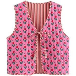 Cutecore Y2K Coquette Vests for Women Floral Aesthetic Cottagecore Sweater Kawaii Fairycore Clothing Cute Japanese Tops (Pink, M)