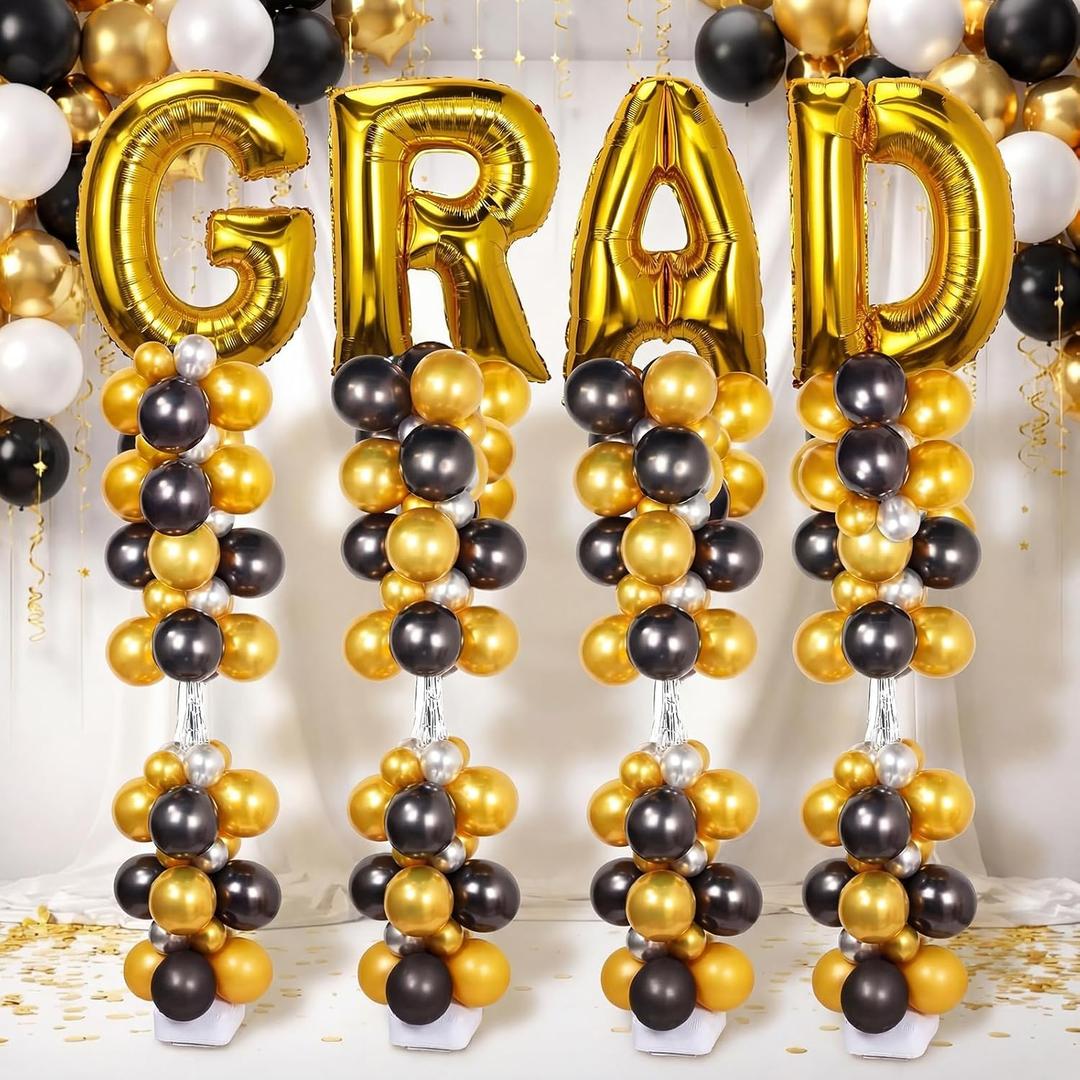 Hungdao Grad Balloons Column Stand Kit 243 Pcs Graduation Prom Decoration 2026 for Party Adjustable Balloon Tower Pillar for Congrats Grad Party Supplies