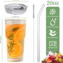 Glass Cups with Lids and Straws 20oz Glass Tumbler with Straw and Lid, Reusable Iced Coffee Cup, Smoothie & Tea Glass, Ideal for Home, Office, Travel, 1 Pack, Large