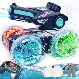 Lehoo Castle Amphibious Remote Control Car, 4WD RC Cars for Boys Age 8-12 with Water Gun, Remote Control Boat for Kids, 2.4 GHz Waterproof RC Trucks, Pool Toys for 6 7 8 9 Year Old Boys, 6 x 5.5 x 7 inches