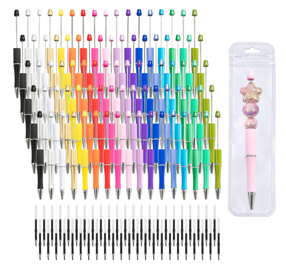 Aolipuyet 210 Pieces DIY Beadable Pen Bulk Kit – 70PCS Ballpoint Pen with Refills & Bags – Beads Pens Supplies, Beaded Pens for DIY Crafting (Beads Not Included) – Office Supplies (Colorful)