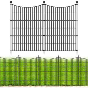 5 Panels No Dig Dog Fence Outdoor for Yard, 40 in(H) X 12 ft(L) Decorative Tall Garden Fence Animal Barrier, Rustproof Metal Wire Garden Edging and Borders, Temporary Fencing Stakes