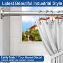 BRIOFOX Industrial Shower Curtain Rod - 2-in-1 Design Tension Curtain Rod - Rustproof Non-Slip 27 to 43 Inch 304 Stainless Steel, Brushed Nickel Window Curtain Rod