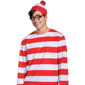 Disguise Wheres Halloween Kit, Official Waldo Costume Set with Beanie and Glasses, Multicolored, One Size