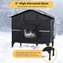 Veehoo Outdoor Cat House Weatherproof, Outside Insulated Feral Cat Shelter with Elevated Base, Waterproof Eaves & Escape Door for Stray Barn Cats, 16.9"x13.0"x22.4"