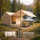 Luxury Inflatable Camping Tent House for 6-8 Person, 118"x158" XL Awning, 6.3" Extra Thick Air Beams (Stronger Than 5"), Heavy Duty Waterproof Oxford, Fast Setup Camping House with Pump & Bag