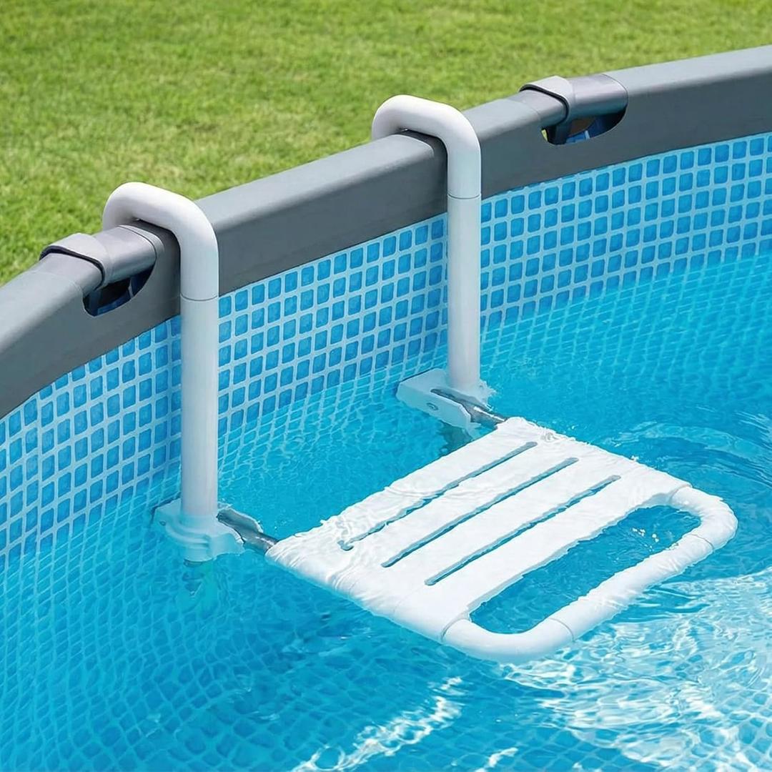 18.9 Inch Foldable Underwater in Pool Stool Chair Non Float Poolside Bar Seating Above Ground Frame Swimming Pools White Comfortable Supports up to 220 Lbs