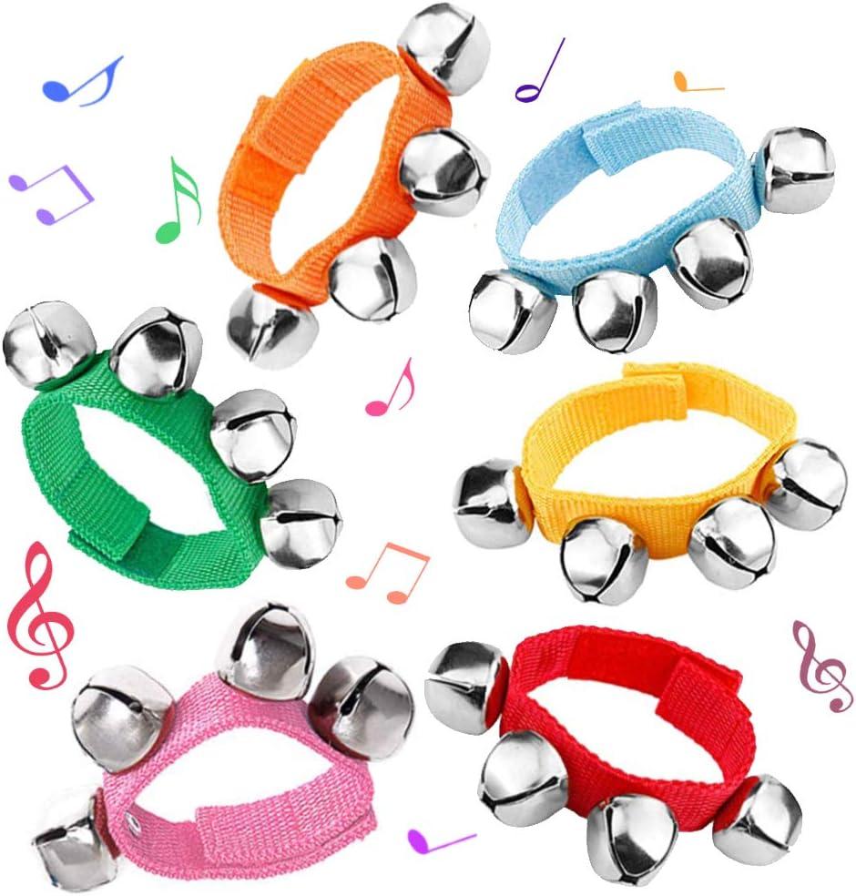 POPLAY 6 PCS Percussion Instruments, Wrist Bells Jingle Bells Musical Rhythm Toys
