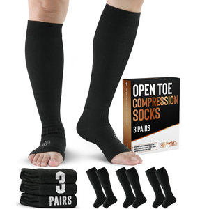 Doctor's Select 3 Pairs Copper Toeless Compression Socks Women & Men - 20-30 mmHg Open Toe Compression Socks Knee High Women LXL