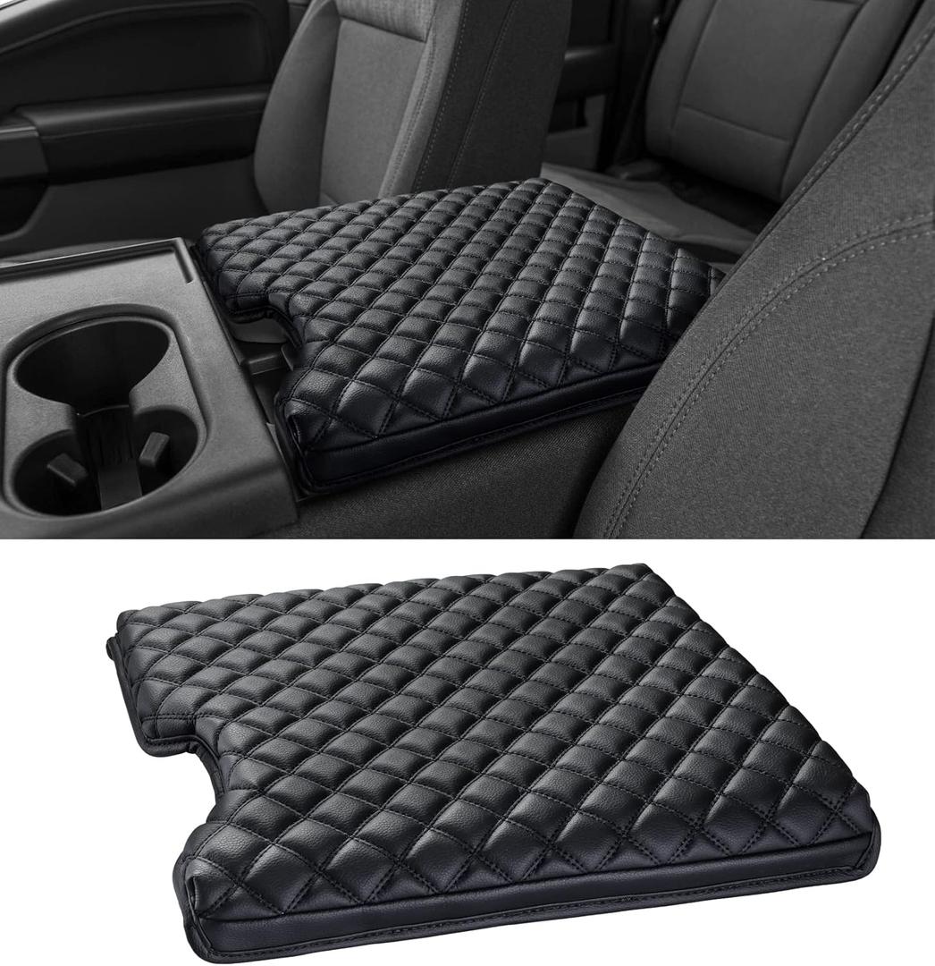 Thickened Center Console Armrest Cover for Ford F150 F250 F350 F450 2015-2024 Accessories, PU Leather Middle Console Protective Cover, Arm Rest Box Lid Cushion, Only with 40/20/40 Jump Seat
