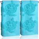 2 Pcs Sea Turtle Hand Towels for Bathroom 100% Cotton Jacquard Weave Teal Turquoise Coastal Beach Guest Hand Towels Bathroom Kitchen Towels Decor Accessories (Turtle Blue)