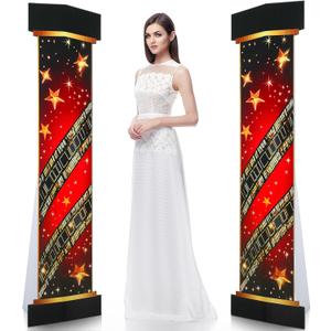 2 Pcs 5.8 ft Movie Award Night Red Carpet Column Decorations Prom Stand up Cardboard Cutout Life Size Award Red Carpet Theme Party Decoration Backdrop Photo Props Standup for Movie Awards Party Supply
