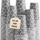 16 oz Coffee Cups 180 Pack, Disposable Coffee Cups Hot Paper Cups 16 oz, Insulated Paper Coffee Cup for Hot Cold Drinks
