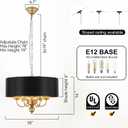 18" 4-Light Black Drum Chandelier for Dining Room