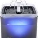 Cat Water Fountain, 67oz/2L Automatic Cat Drinking Fountain, Pet Water Fountain with LED Light and Filter for Cats and Small Dogs (Grey)