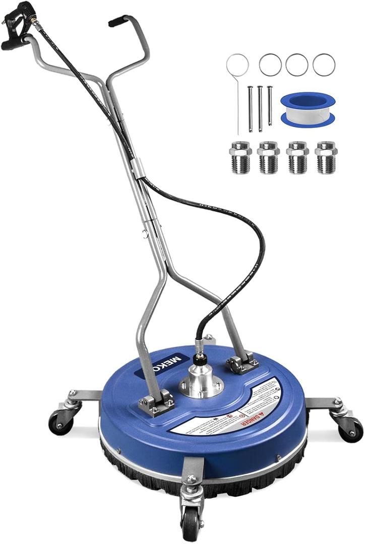 MEKOH Pressure Washer Surface Cleaner 20'', 4500PSI Power Washer Surface Cleaner Attachment with Wheels, Pressure Washer Accessory for Driveway Sidewalk Curb Deck Patio Cleaning, 3/8'' Quick-Connect (Serenity)