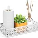 Toilet Tank Topper Paper Basket - White Bathroom Basket Decor Box with Magnetic Paper Towel Holder for Organizing
