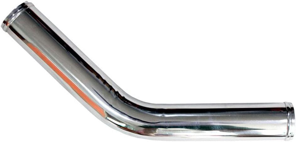 2.5" (63mm) OD 45 Degree Aluminum Elbow Piping with Beaded Ends, for Intercooler & Intake, 19.7" (500mm) Long, Brushed Finish