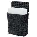 Coeusy Black Wicker Trash Can with Lid and Liner,Waterproof Narrow Waste Basket for Bathroom,Bedroom,Office,3 Gallon