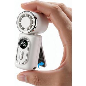 Portable handheld small fan, with built-in fixed clamp, featuring 6-speed adjustable high-speed personal fan, LED display screen, rechargeable, suitable for use in makeup, travel, indoor and outdoor