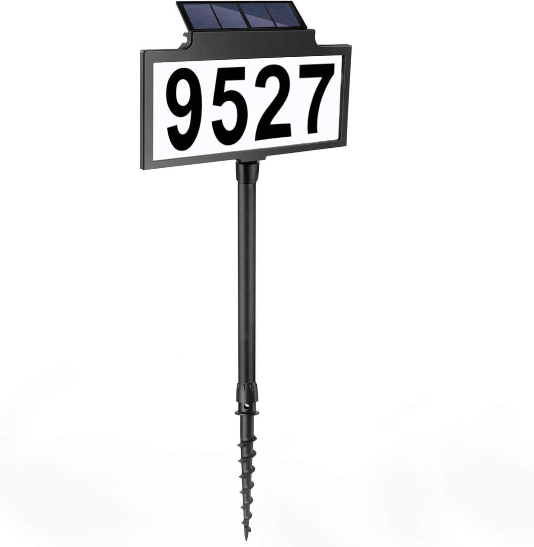 LeiDrail Solar Address Sign House Number for outside LED Illuminated Outdoor Address Plaque Waterproof Lighted Up for Home Yard Street
