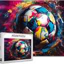 Colorful Soccer Jigsaw Puzzle 1000 Pieces Puzzles for Adults, Graffiti Football Jigsaw Puzzles for Challenging Family Activity Games DIY Puzzle for Home Wall Decor Gifts - 20 x 27 Inches
