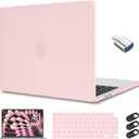 CISSOOK Baby Pink Case for MacBook Air 15 Inch 2023 2024 2025 Release, Plastic Chalk Pink Hard Shell Cover with Keyboard Cover Screen Protector for MacBook Air 15 M2 M3 M4 Model A2941 A3114 A3241