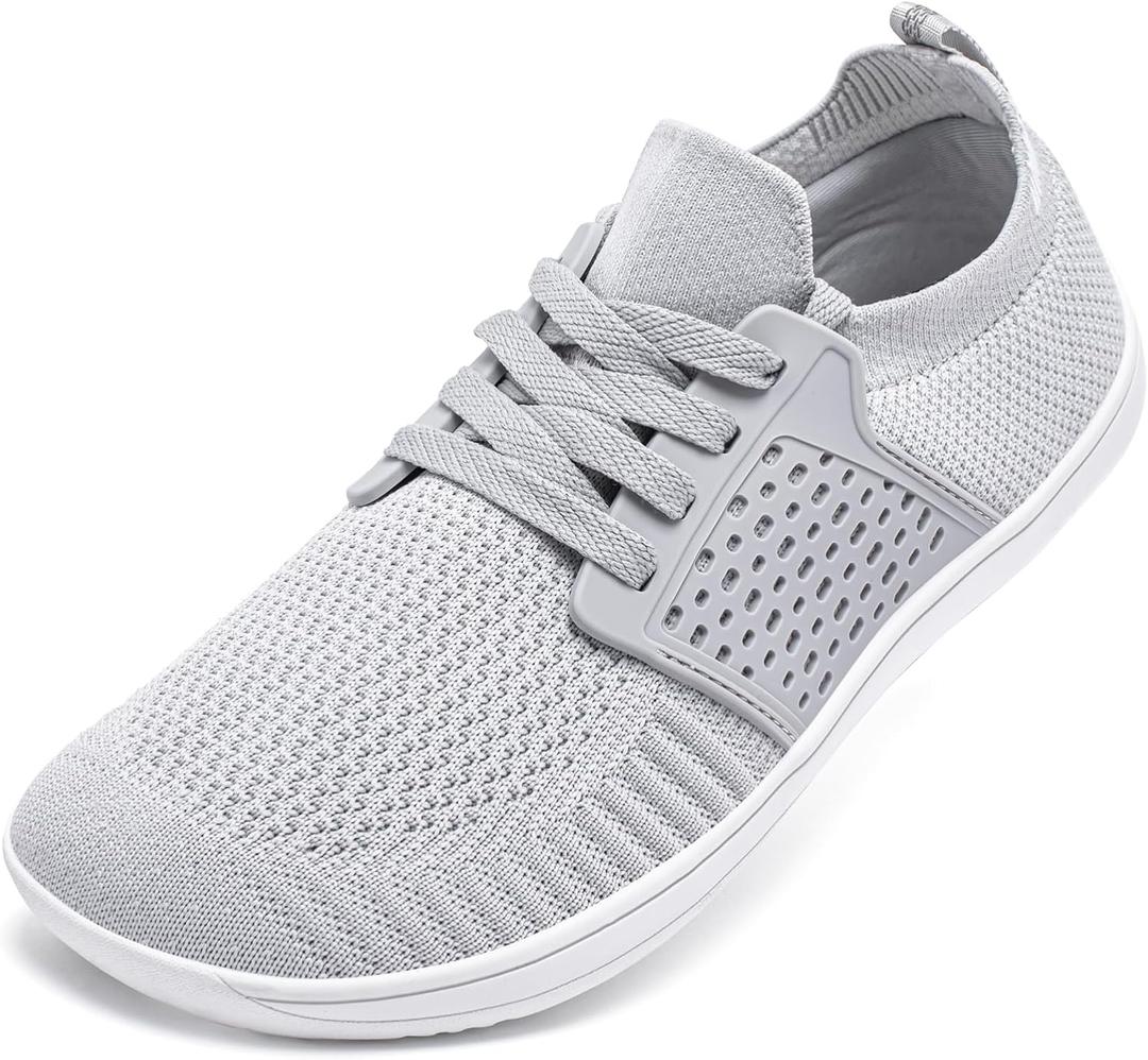 HOBIBEAR Wide Minimalist Barefoot Shoes Mens Womens Walking Sneakers Shoes | Zero Drop Sole | Optimal Relaxation 39(Light Grey)
