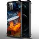 DAIZAG Case Compatible with iPhone 12 Mini,Shockproof Soft TPU Phone Case for Boy Men Gift Cover,Ice Fire Hockey