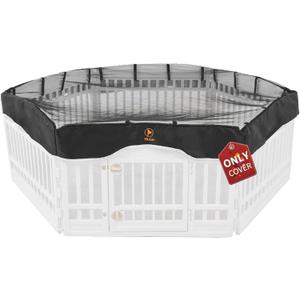 PJYuCien Dog Playpen Mesh Top Cover, Fits 36 Inch 6 Panels Regular Hexagonal Plastic Exercise Pet Pen, Adhesive Tape Connections, Black (Note: Cover Only, Fence Not Included)