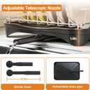 Stainless Steel Dish Drying Rack  304 Grade Dish Racks for Kitchen Counter with Utensil Holder & Adjustable Spout, Space-Saving Organizer, 16.5" x 11.8" x 5.3" Black