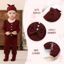 YOUNGER TREE Baby Girl Clothes Newborn Infant Ruffle Romper Long Sleeve Sweater Jumpsuit Hat Socks Toddler Fall Winter Outfit, 18-24 Months
