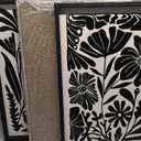 Abstract Floral Botanical Wall Art 16x24 Inch 3 Piece Black Vintage Boho Plant Flower Minimalist Wood Frame Sign Home Living Room Family Office Mid Century Print Wall Hanging Decor (Black)