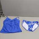 Girls Swimsuit 2 Piece Bathing Suit Criss Cross Ruched Girl Tankini Sets Printed Girls' Swimwear Blue for 15-16 Years