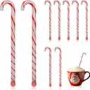 FoldTier 6 Pcs Christmas Glass Drink Stirrers 7 Inch Xmas Stir Sticks Reusable 3D Coffee and Cocktail Stirrers Hot Cocoa Bar Supplies for Holiday Party Favors (Candy Cane)